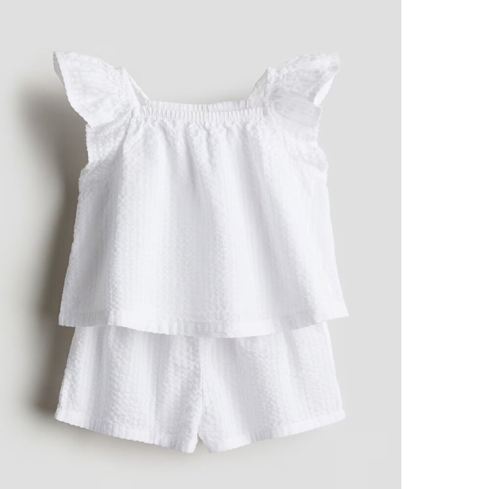 H&M 2-piece Set Top & Shorts White Baby 9-12M